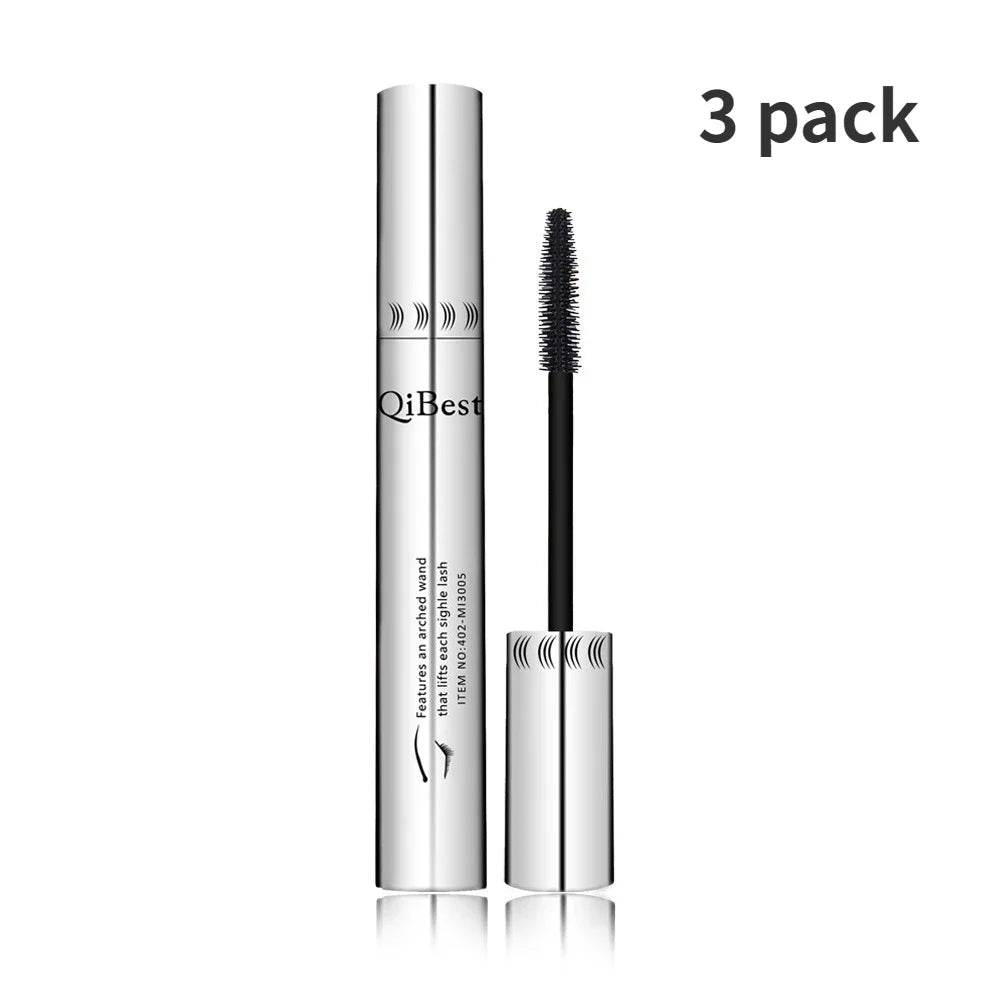 Qibest Silver Tube Waterproof Mascara Make Long & Curl Eyelashes Not Dizzy Easy To Remove Black Mascara Everlong Lasting - Tamnz