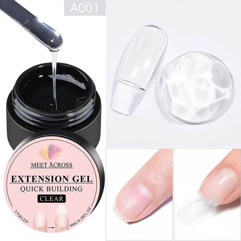 MEET ACROSS 7ml Clear Non Stick Hand Solid Extension Nail Gel Polish Carving Flower Nail Art Building UV Gel Acrylic Varnish - Tamnz