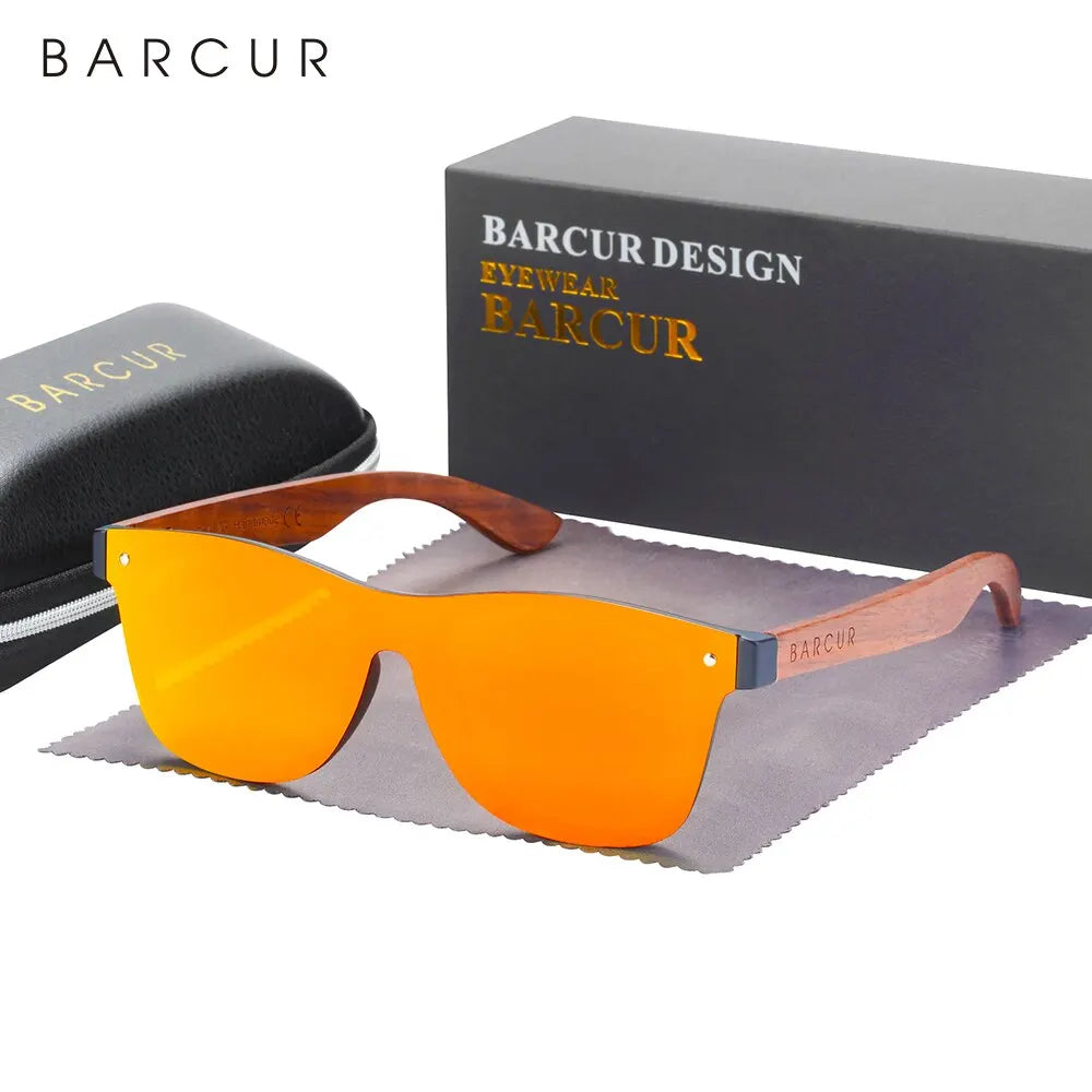 BARCUR Deisgn Wooden Sunglasses Women Man Rimless Square Sun Glasses For Men High Light UV400 Protection - TaMNz