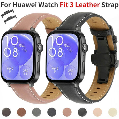 Leather Strap for Huawei Watch Fit 3 Smart Replaceable Wristband Belt for Huawei Watch Fit3 Business Casual Bracelet Accessories - Tamnz