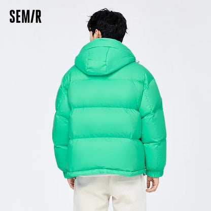 Semir Down Jacket Men 2022 Winter New Warm And Comfortable Simple Top Solid Color Casual Hooded Jacket Trendy - TaMNz