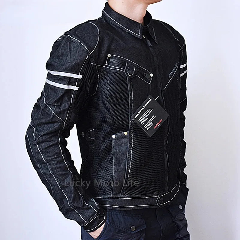 KOMINE JK006 Jacket Spring Breathable Denim Mesh Racing Ride High-performance Drop Resistance Clothing Motorcycle Jacket - Tamnz