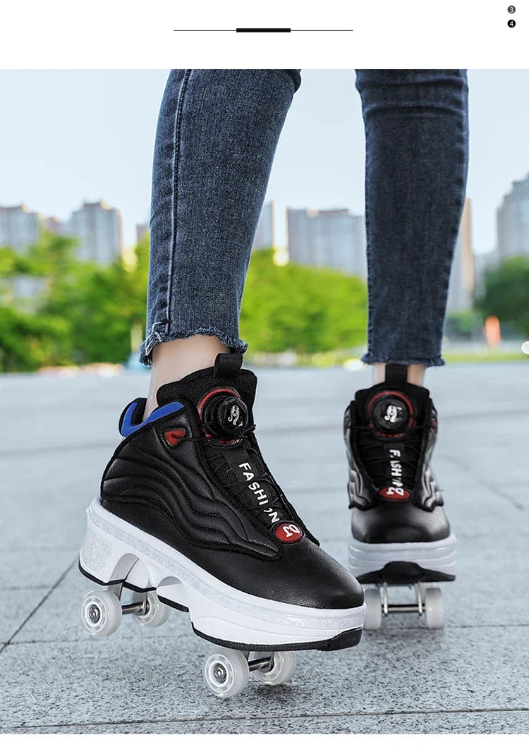 4 Wheel  Roller Skate Shoes For Girls Fashion Shoes With Wheels Women's Adjustable Rolling Skates Shoe Sneakers With Wheels