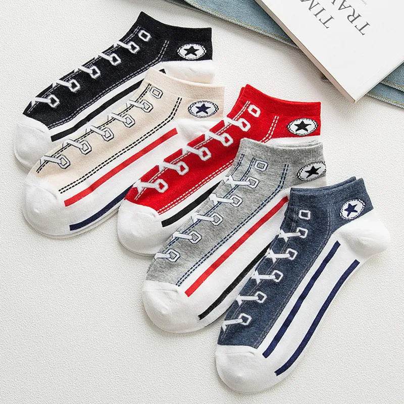 Fashion Funny Women's Men Harajuku Style Socks Kawaii Shoe Print Cute Short Sock Gift For Women Men Dropshipping - Tamnz