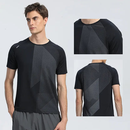 Quick Dry Men Running T-shirt Fitness Sports Top Gym Training Shirt Breathable Jogging Casual Sportswear - TaMNz