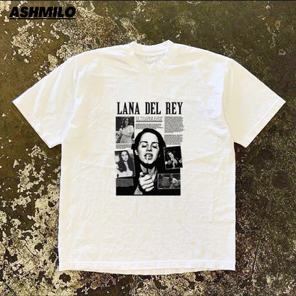 Lana Del Rey Singer T-shirt Women Fashion T-shirts Vintage Shirt Summer Unisex Harajuku Casual Crop Top Streetwear T Shirt