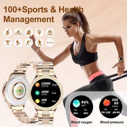 LIGE 1.32 inch Women Smart Watch Bluetooth Call AI Voice Assistant Women's Watches Custom Watch Face Health Monitor Smartwatches