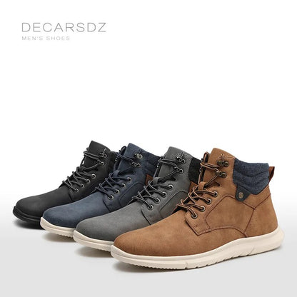 Casual Boots Lace-up Classic Original Leather Fashion Walking Shoes Men Boots