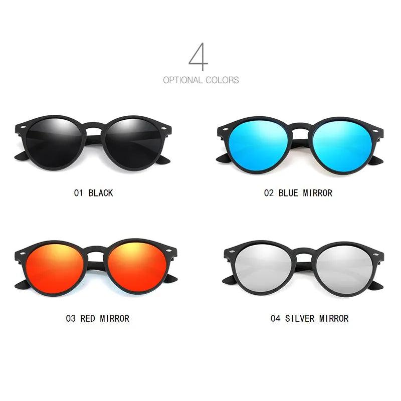 Fashion Round Polarized Sunglasses Vintage Black Driving Sun Glasses Circle Oval Designer - TaMNz