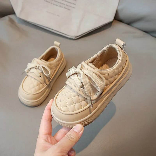 New Children's Shoe for Girl Fashion Thick Soled Causal Walking Shoes Solid Color Versatile Spring Autumn Kid Sneakers Hook Loop - Tamnz