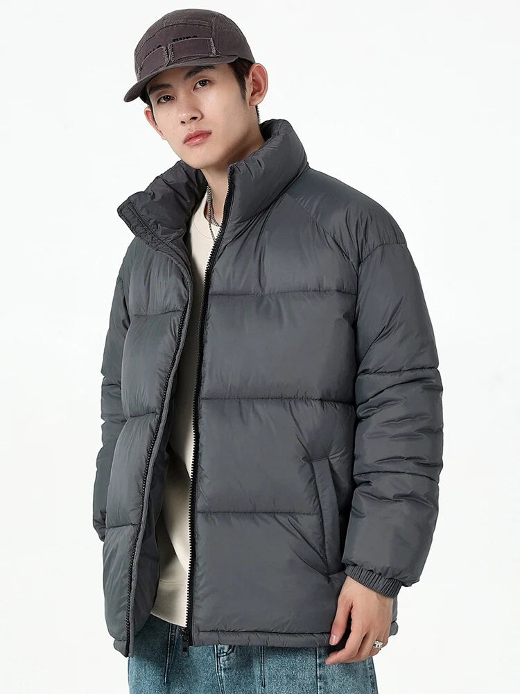 2023 New Winter Men's Parkas Korean Fashion Stand Collar Thick Warm Puffer Jacket Casual Windbreaker Thermal Padded Coat - TaMNz