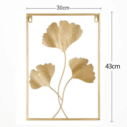 Nordic Metal Leaf Iron Wall Hanging Decor Plant Ginkgo Palm Maple Leaves Wall Pendant Mural Living Room Bedroom Home Decoration - Tamnz