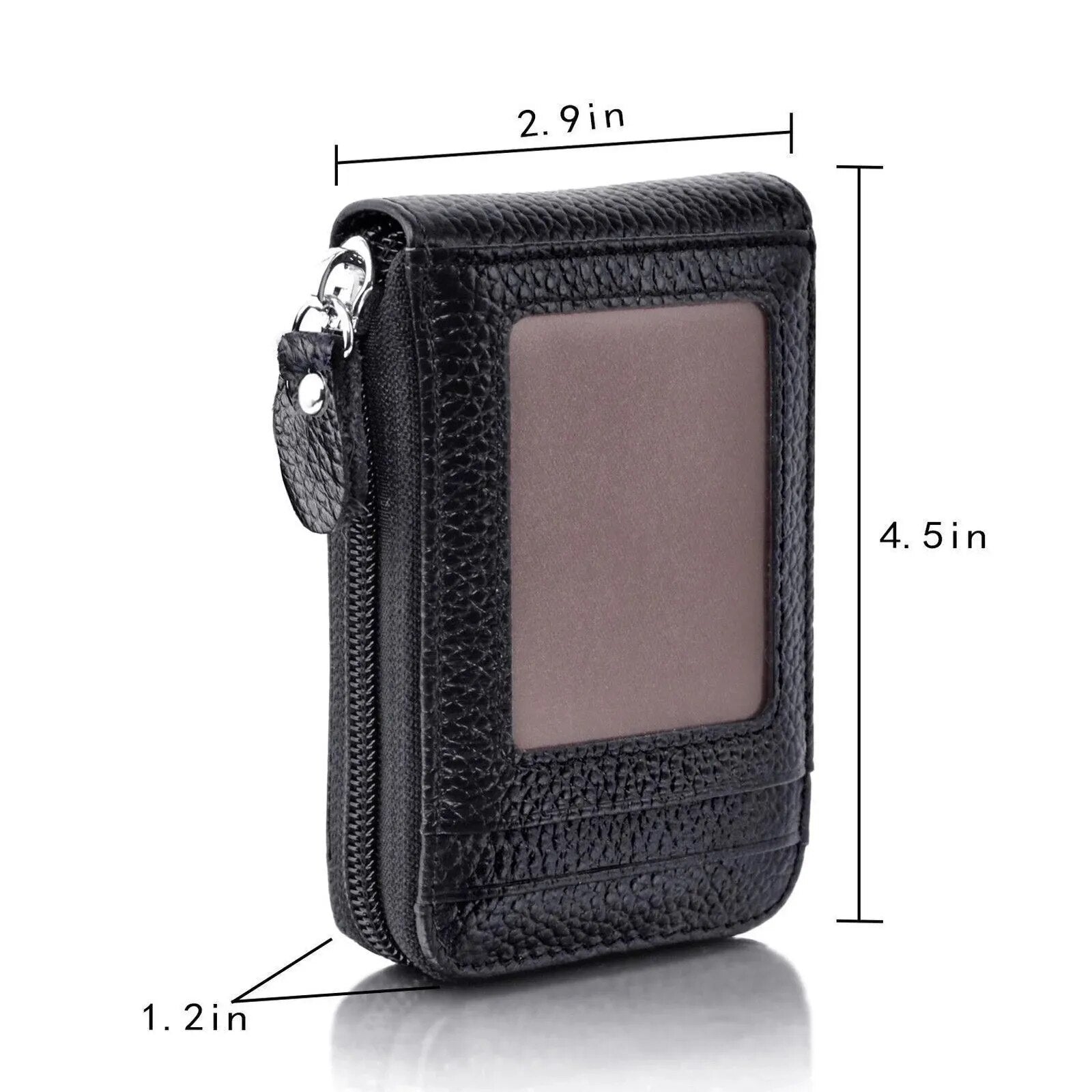 Men's Wallet Genuine PU Leather Credit Card Holder RFID Blocking Zipper Pocket Men bag Multi-card zipper - TaMNz