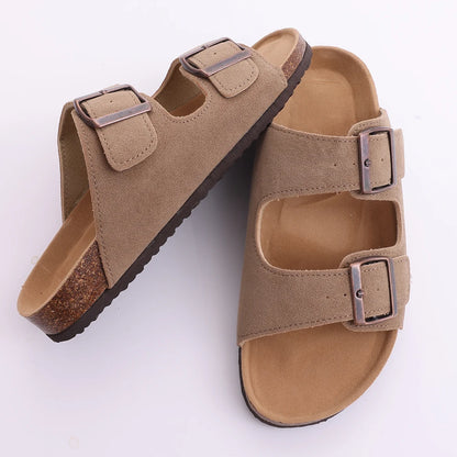 Comwarm Fashion Cork Slippers Women Classic Flat Sandals Female Outdoor Anti-slip Beach Slides Cork Sole Arch Support Sandals - Tamnz