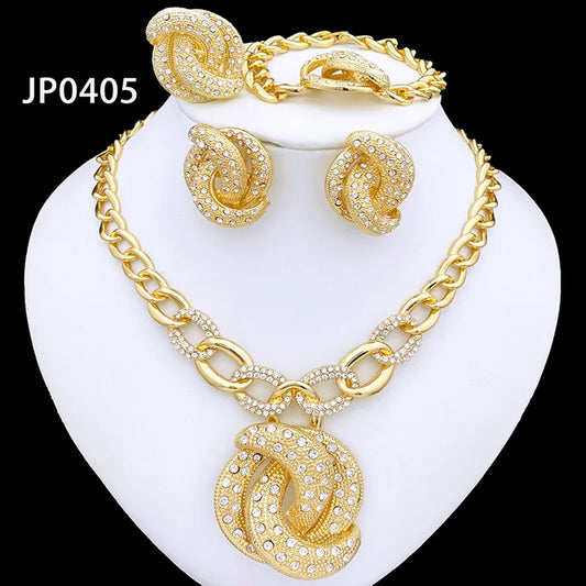 Jewelry Sets For Women Gold Color Necklace Earrings Ring Bracelet Set Gold Plated Jewelry For Women