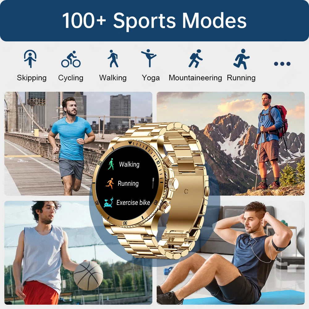 LIGE AI Voice Control Smart Watch Men Outdoor Sport Fitness Bracelet Bluetooth Call Heart Rate Blood Pressure Tracker Smartwatch - TaMNz