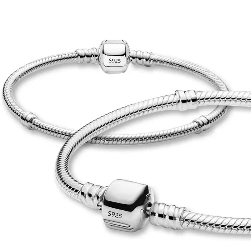 SAIYE 925 Sterling Silver Snake Chain DIY Charm Bracelet for Women Gift Jewelry with Bracelets for Women браслет серебряный