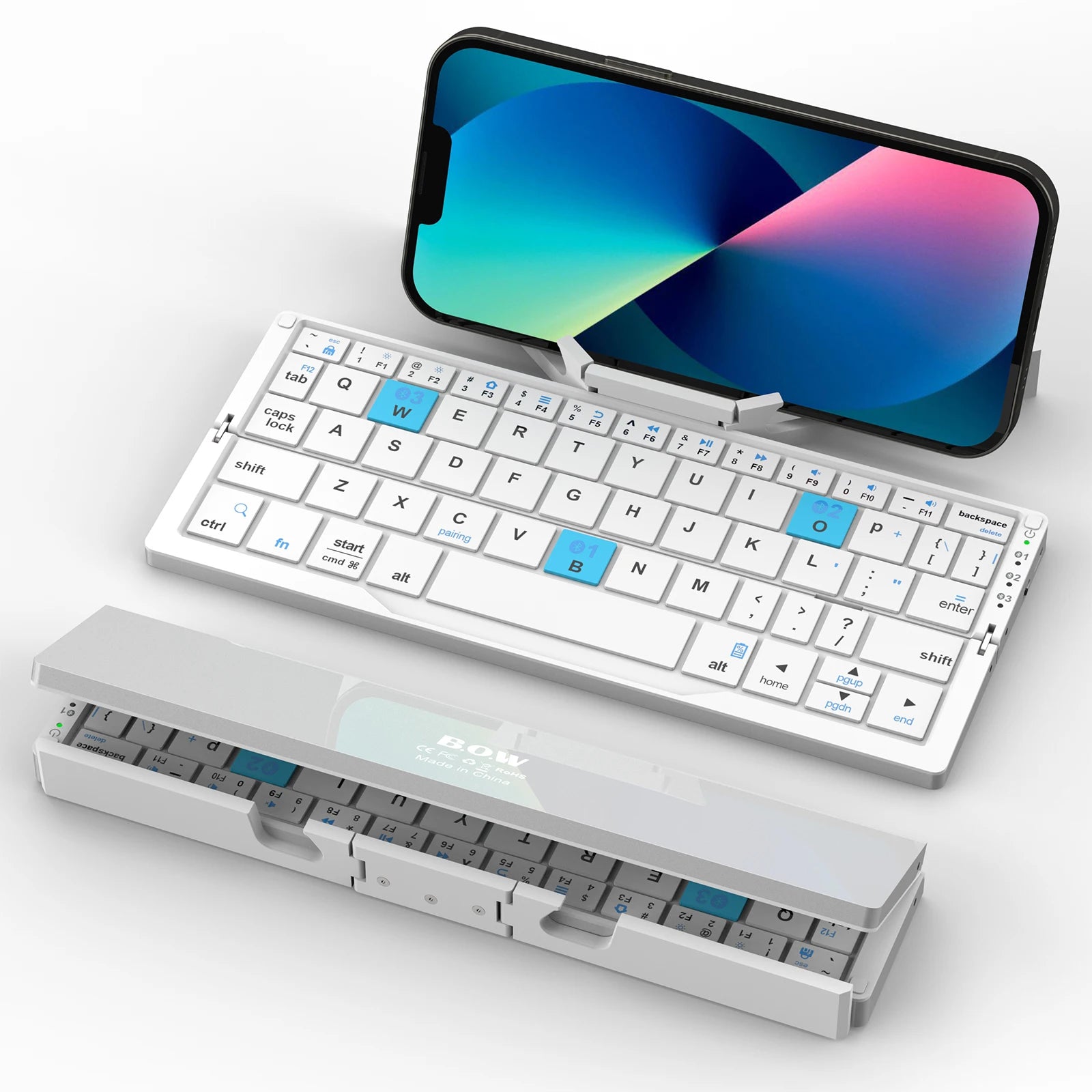 Folding Mini Wireless BT Keyboard With Magnetic Stand Aluminum Alloy Keypad For iPad iPhones Samsung Tablet Rechargeable Keypad - Tamnz