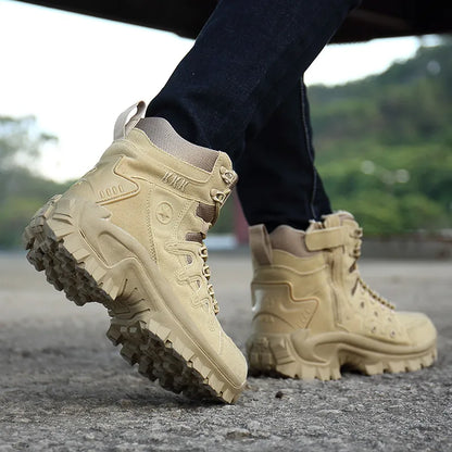 Men's Military Tactical Boots Army Boots Men Side Zipper Military Boots Men Anti-Slip Ankle Boots Work Safety Shoes Hiking Shoes - TaMNz