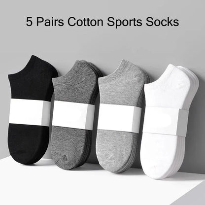 5 Pairs/Lot Low Cut Men Socks Solid Color Black White Gray Breathable Cotton Sports Socks Male Short Socks Women Men - TaMNz