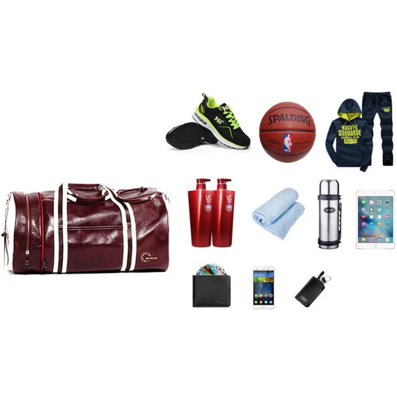 Sport Gym Bag for Women Men Shoulder Bags With Shoes Storage Pocket Fitness Training Waterproof Leather Travel Bag Handbag Daily - TaMNz