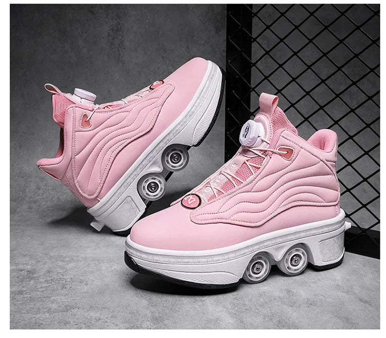 4 Wheel  Roller Skate Shoes For Girls Fashion Shoes With Wheels Women's Adjustable Rolling Skates Shoe Sneakers With Wheels