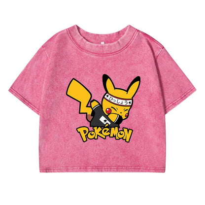 Japanese Anime Pikachu Woman T Shirts Summer American Retro Cotton Breathable Tee Shirt Fashion Casual Home Tshirt Short Sleeved