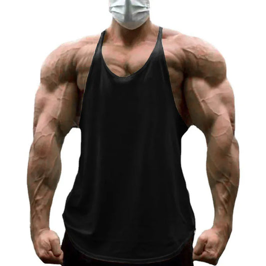 Workout Tanktop Muscle Guys Gym Clothing Bodybuilding Stringer Tank Top Men Cotton Vest Y Back Sleeveless Shirt Sports Singlets - TaMNz