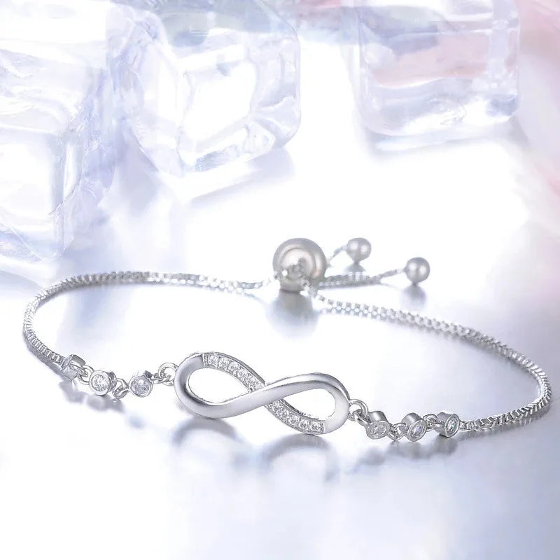 New fine 925 Sterling Silver pretty Crystal Bracelets for Women Fashion Jewelry Party Wedding Accessories Valentine's Day Gifts