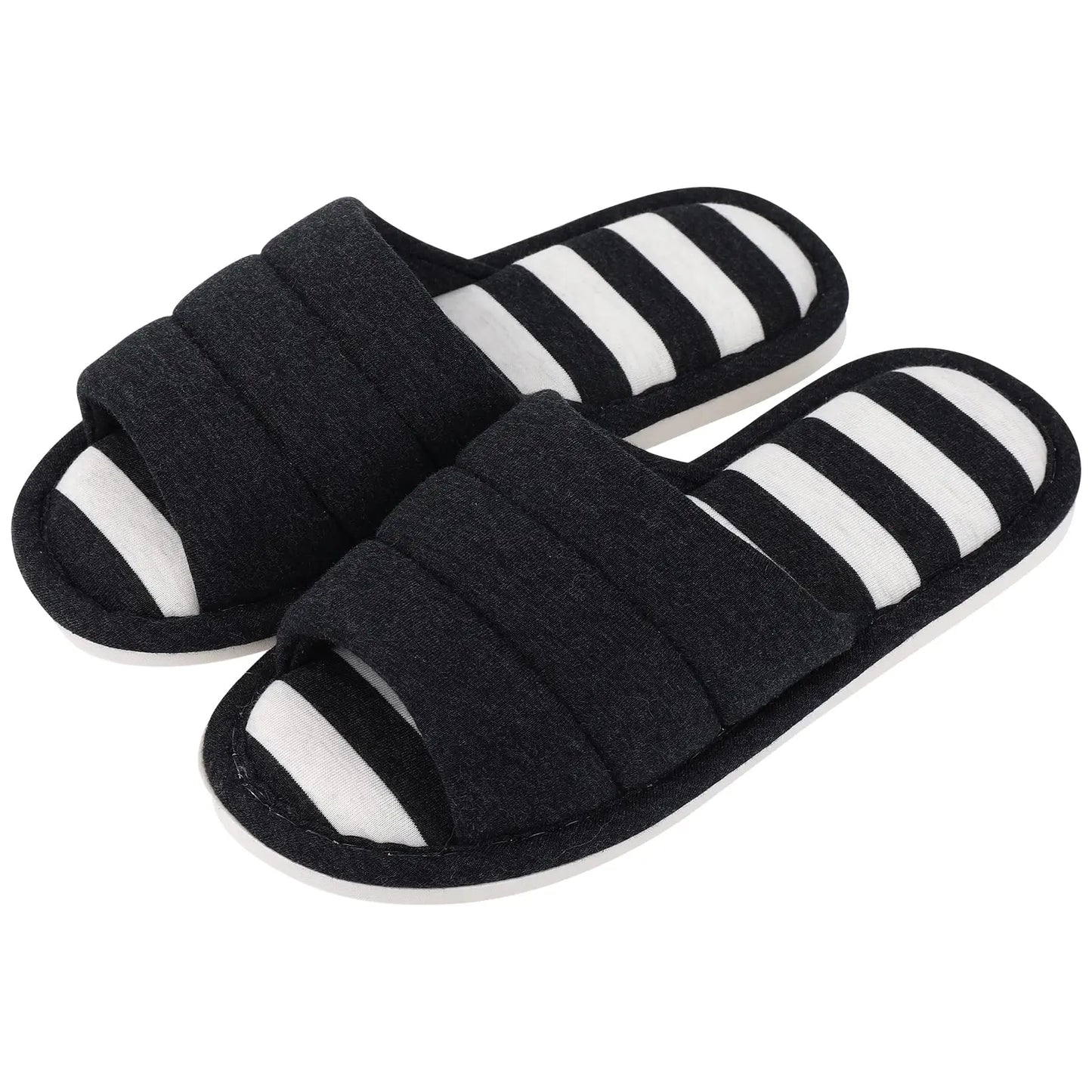 Comwarm Four Seasons Flats Slippers Open Toe House Slippers For Women Men Soft Cotton Indoor Shoes Memory Foam bedroom Slippers - Tamnz