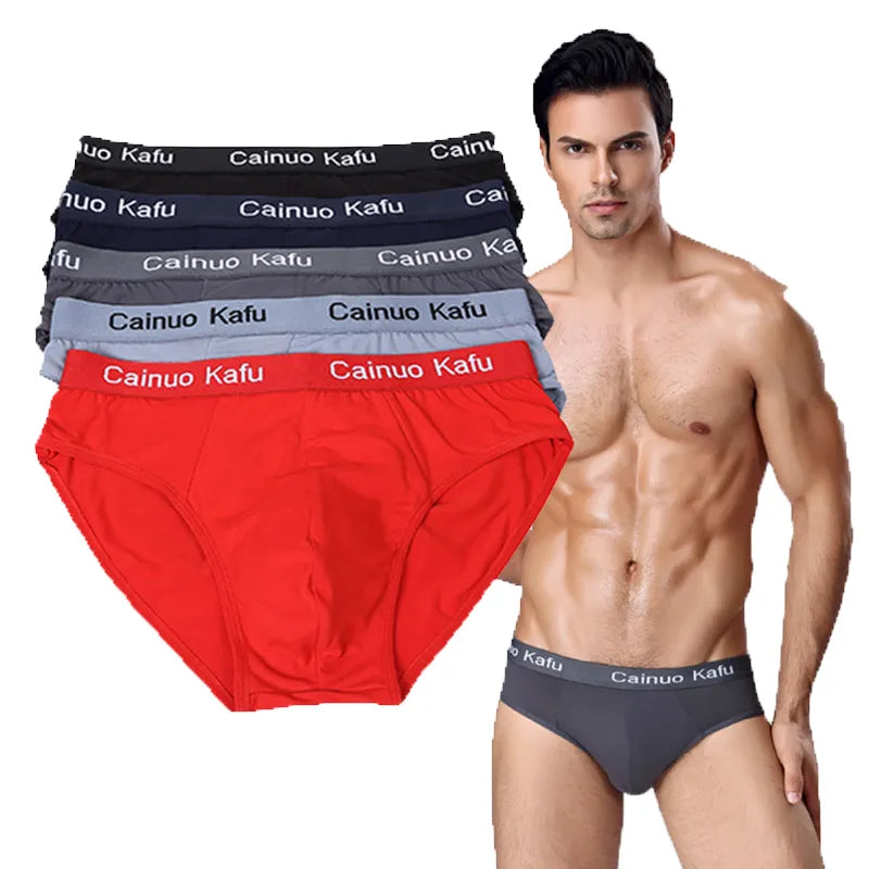 5Pcs Men’s Underwear Summer Men Briefs Male Large Size L-5XL Boy Comfortable Solid Underpants Fungi-Proofing Men Panties - TaMNz