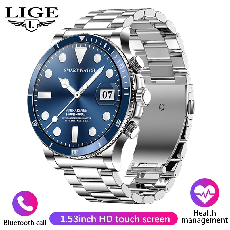 LIGE AI Voice Control Smart Watch Men Outdoor Sport Fitness Bracelet Bluetooth Call Heart Rate Blood Pressure Tracker Smartwatch - Tamnz