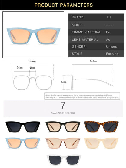 INS Vintage Cat Eye Sunglasses Women Square Small Frame Sun Glasses Female Brand Designer Retro Shades Fashion Oculos De Sol - TaMNz