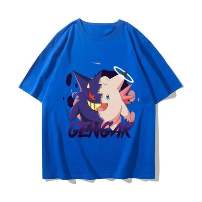 （Miniso) Pokemon Anime Gengar Clefable Summer Cute Art Style Short Sleeved Loose Clothes Women Tshirts Trend Fashion Cartoon Top