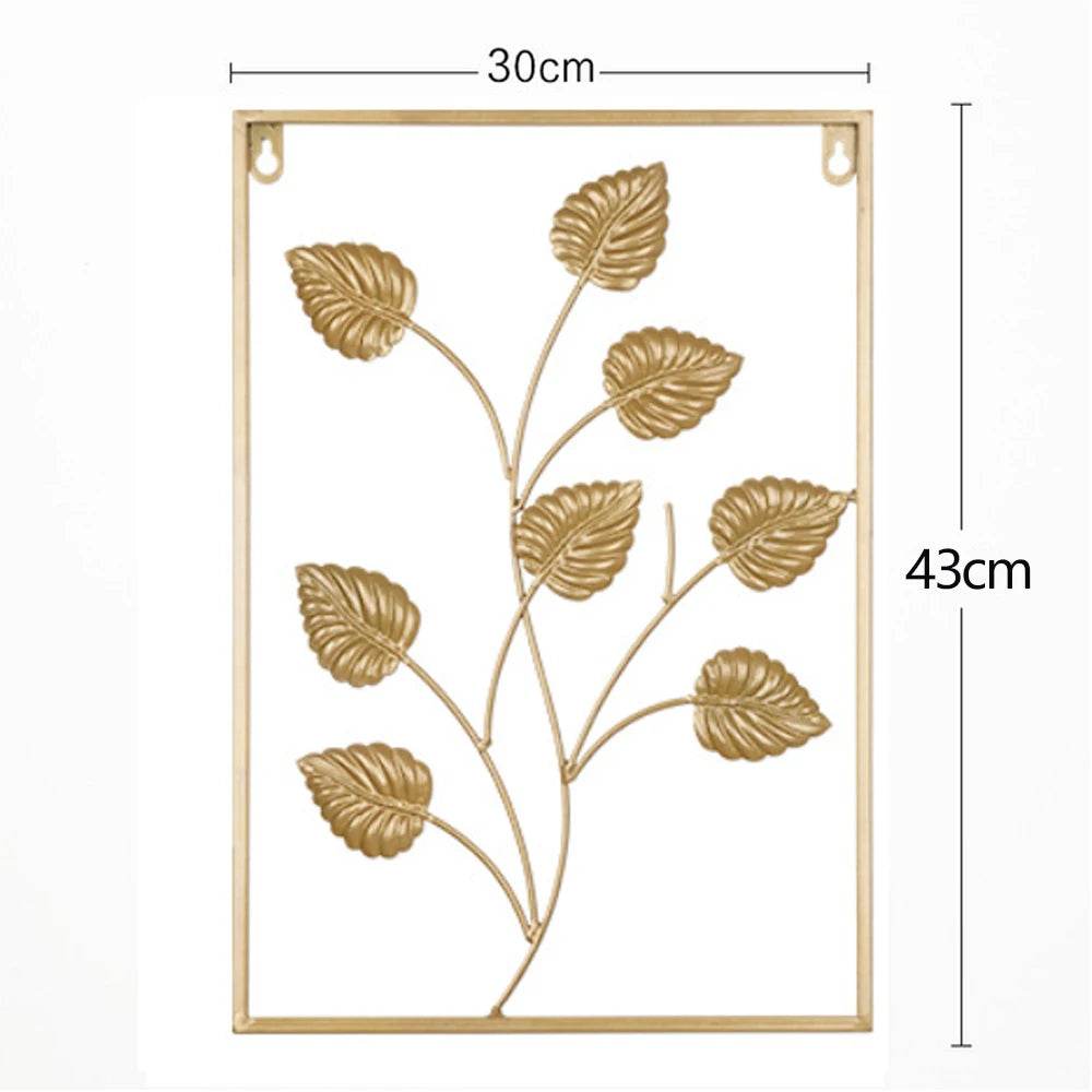 Nordic Metal Leaf Iron Wall Hanging Decor Plant Ginkgo Palm Maple Leaves Wall Pendant Mural Living Room Bedroom Home Decoration - Tamnz