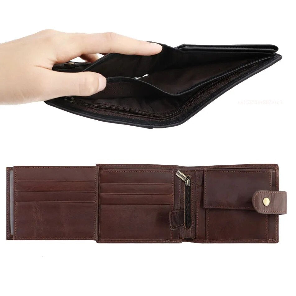 Men's Wallet Rfid Vintage Genuine Leather Wallets for Men Credit Card Holder Purse Money Bag Wallet Man - TaMNz