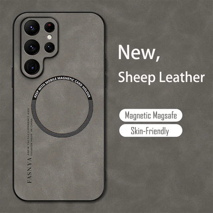 For Magsafe Samsung Galaxy S24 S20 S21 S22 S23 FE Note 20 Ultra 10 Plus Sheepskin Vintage Magnetic Leather Soft Phone Case Cover