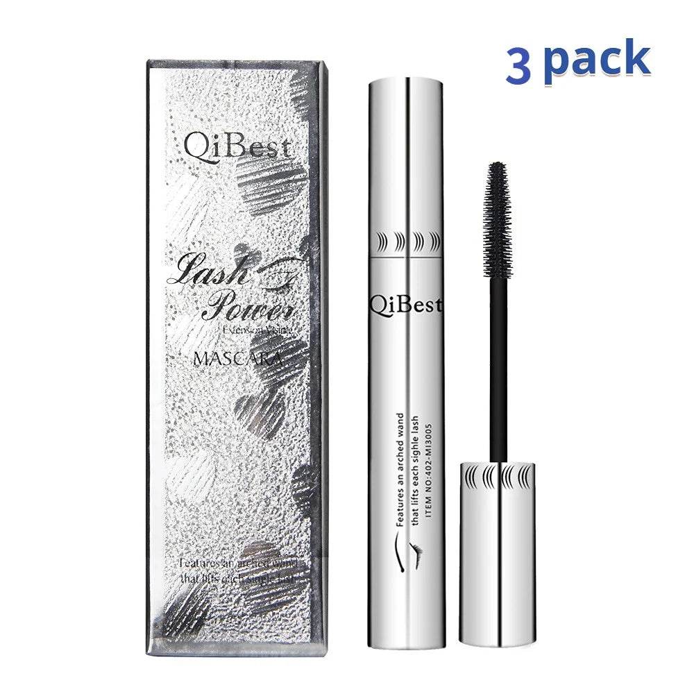 Qibest Silver Tube Waterproof Mascara Make Long & Curl Eyelashes Not Dizzy Easy To Remove Black Mascara Everlong Lasting - Tamnz