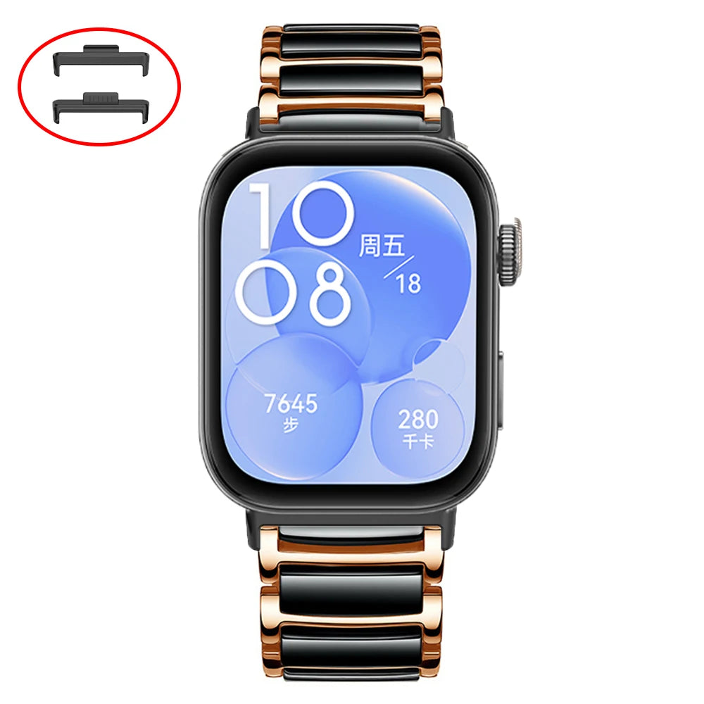 Ceramic Strap for Huawei Watch Fit 3 Sport Watchband Replaceable Wristband for Huawei Watch Fit 3 Stainless steel Bracelet Belt