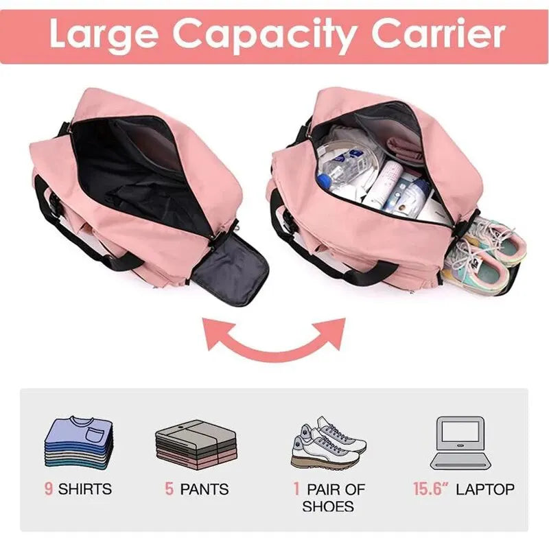 Travel Gym Duffle Bag Dance Sports Handbag Wet Pocket Shoe Compartment Shopping Hospital Overnight Lightweight Gear Backpack