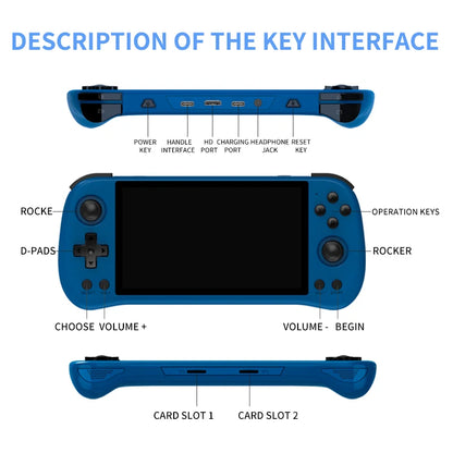 POWKIDDY X55 5.5 INCH 1280*720 IPS Screen RK3566 Handheld Game Console Open-Source Retro Console Children's gifts