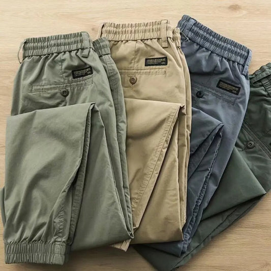Men Spring Autumn Thin Long Sweatpants Elastic Waistband Drawstring Zipper Button Fly Casual Sport Pants Streetwear - TaMNz