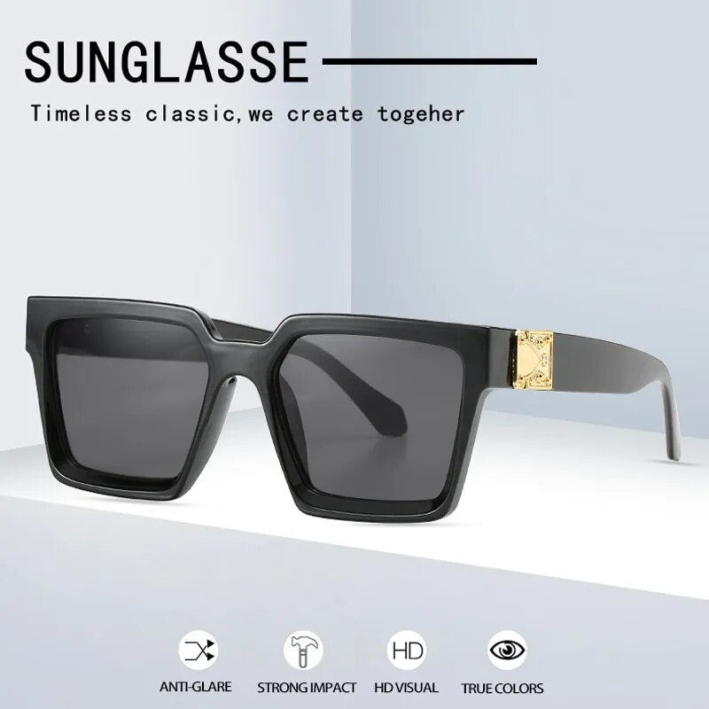 Square Sunglasses Men Luxury Brand Designer Luxury Retro UV400 - TaMNz