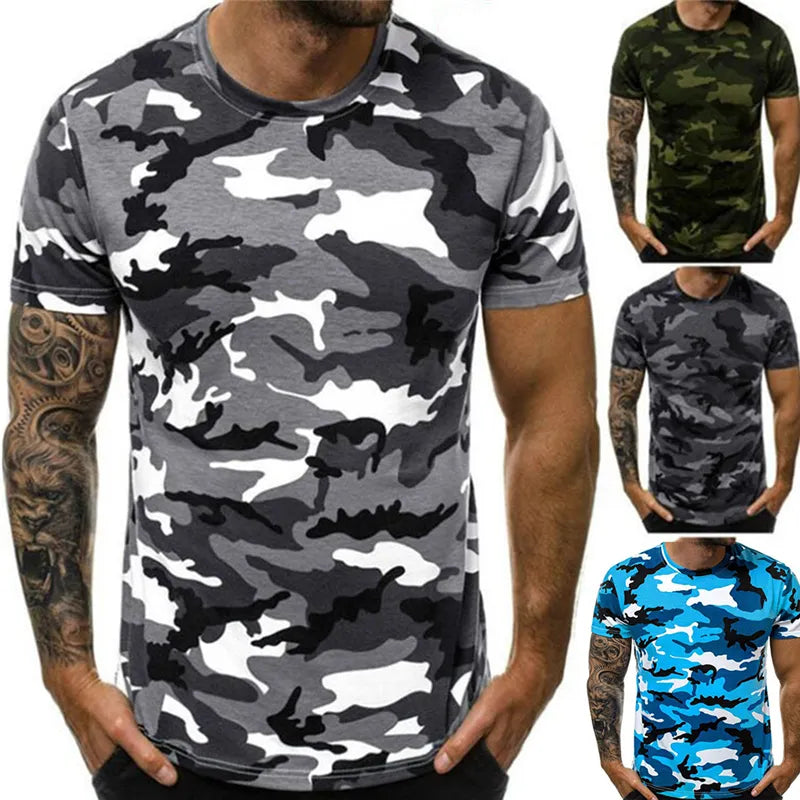 New Summer Fashion Camouflage T-shirt Men Casual O-neck Cotton Streetwear T Shirt Men Gym Short Sleeve T Shirt Tops - TaMNz