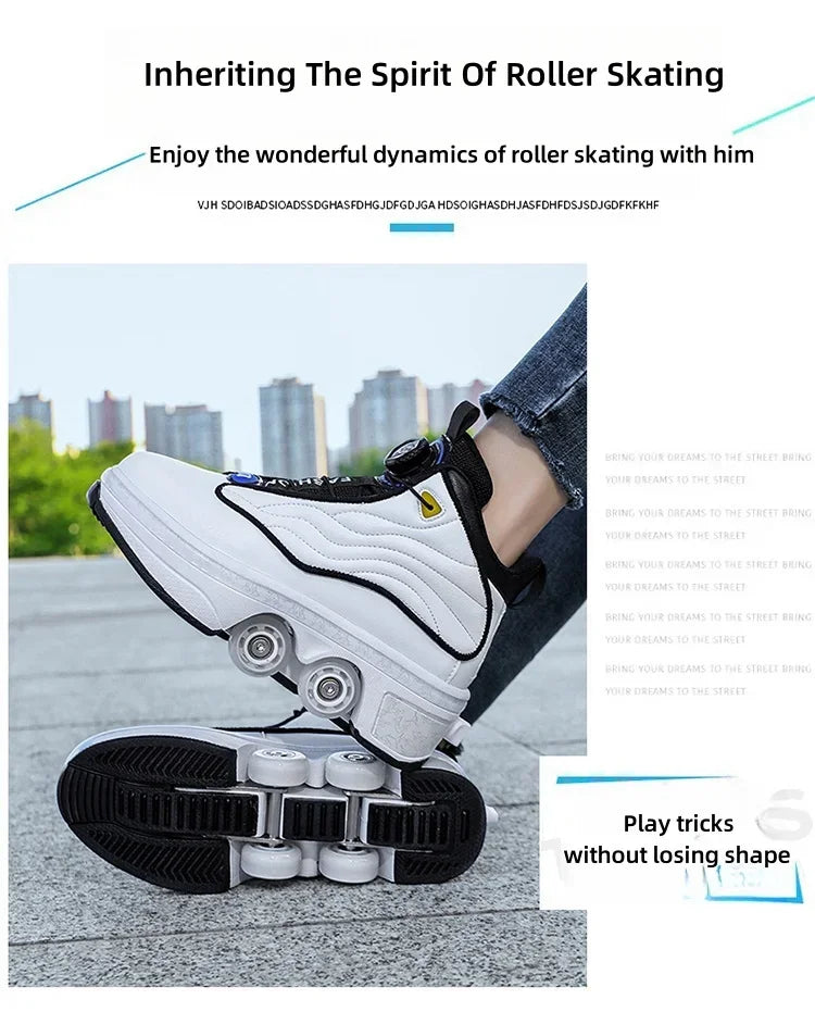 4 Wheel  Roller Skate Shoes For Girls Fashion Shoes With Wheels Women's Adjustable Rolling Skates Shoe Sneakers With Wheels