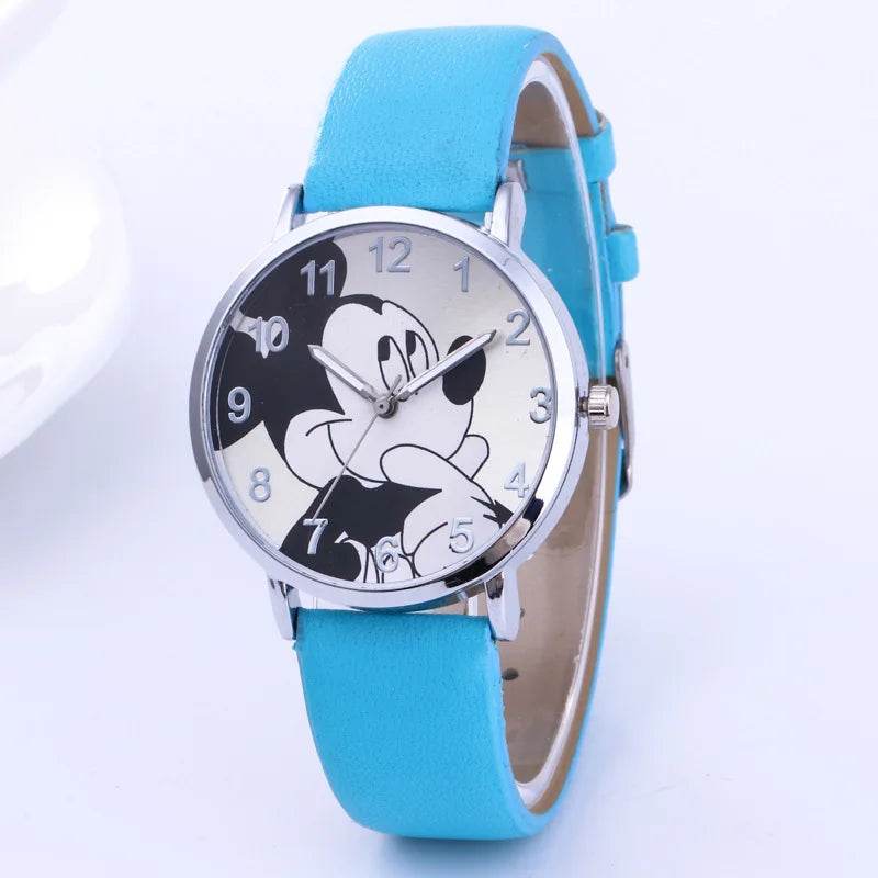 Disney Mickey Mouse Women Watches for Girls Black Leather Strap ultrathin Ladies Watch Quartz Clock Wrist Relogio Feminino - Tamnz