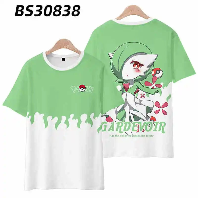 2024 Pokémon Womens T-Shirts Tops Pokemon 3d Print T Shirt Trendy Summer Casual Short Sleeve Pikachu Cute daily Clothing Tee New