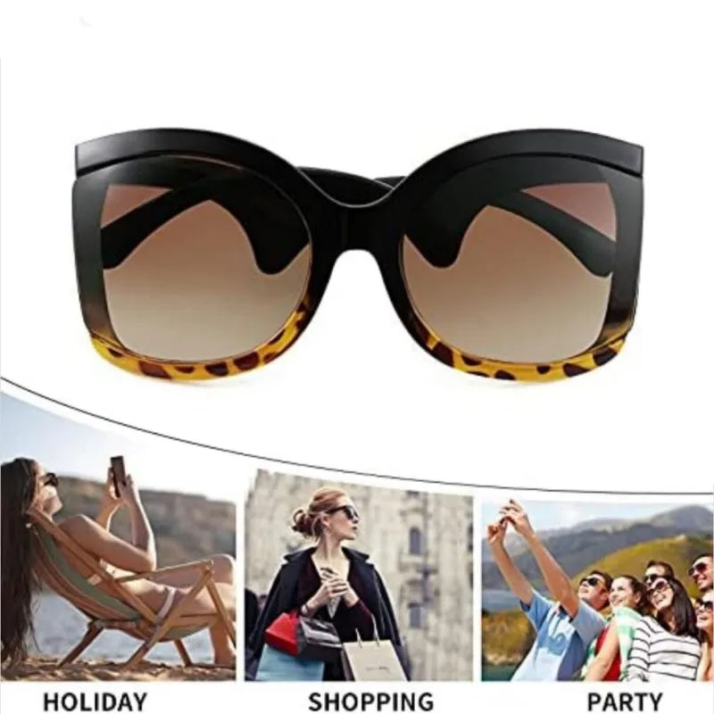 COOL&KU Oversized Square women's Sunglasses Wave shaped mirror leg design The best luxurious sunglasses for women - TaMNz