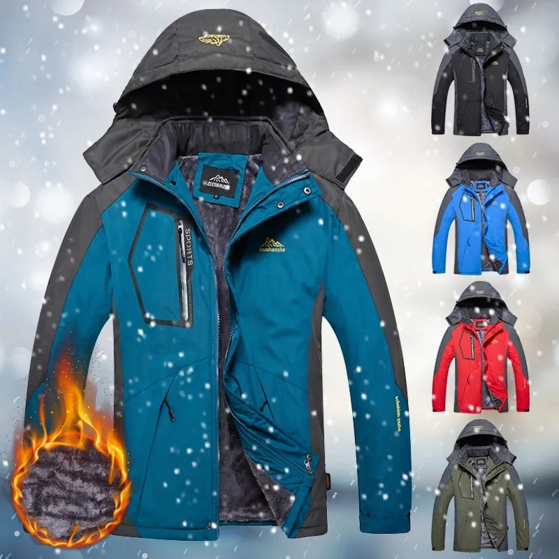 Winter Men Windproof Jacket Warm Thicken Outdoor Coats Male Casual Velvet Jackets Mens Outwear Mountaineering Overcoat Plus Size - TaMNz