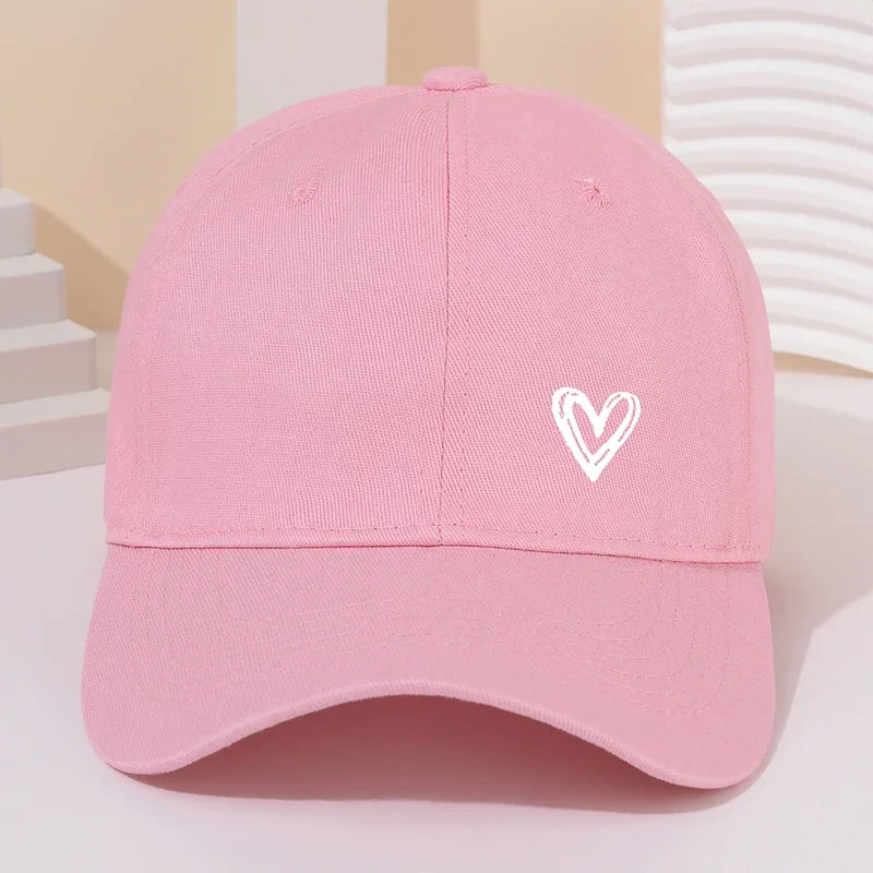 Personalized Trendy Couple Love Printed Baseball Cap Solid Cotton Versatile Casual Korean Duckbill Cap Adjustable Sun Hat - Tamnz